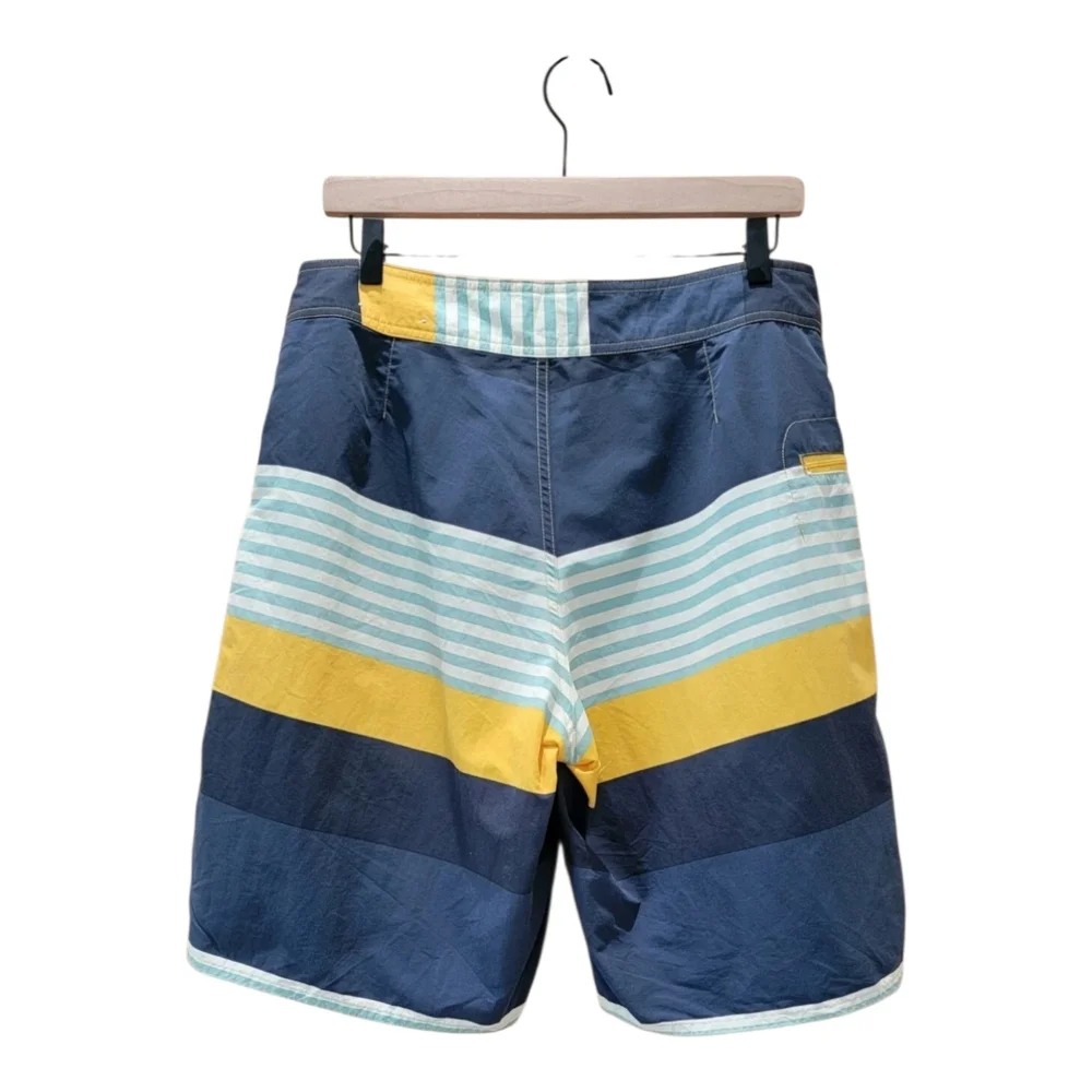 Patagonia Swim Trunks Board Shorts Sz 32 Blue Yellow Stripe